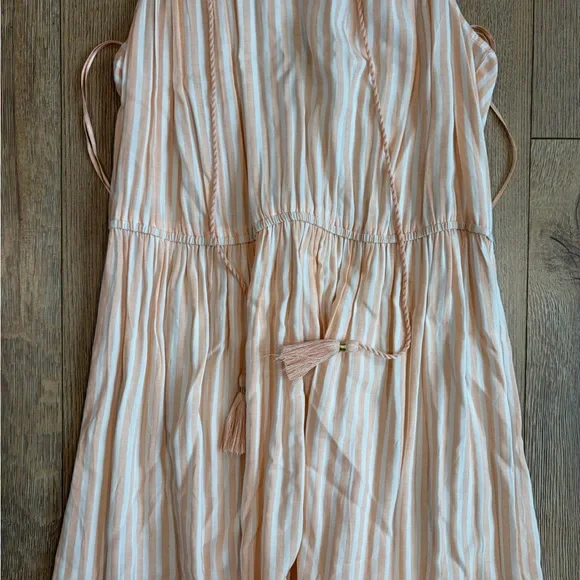 LC Lauren Conrad Peach Striped Maxi Dress Women’s Medium Sleeveless Boho Tiered - Picture 6 of 8